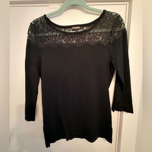 Express Women's Black Lace Detail Top